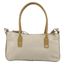 PRADA Hand Bag Nylon 2way Beige Silver Auth INZ003-13