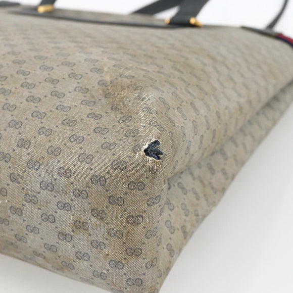GUCCI Micro GG Supreme Sherry Line Tote Bag PVC Navy Gold 39 02 091 Auth INZ004