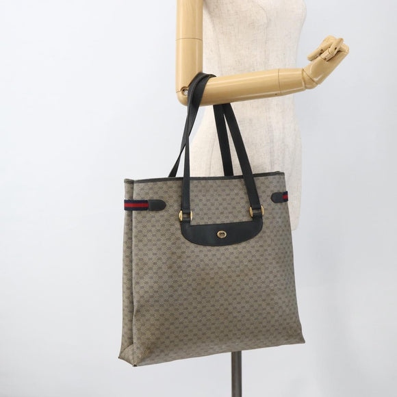 GUCCI Micro GG Supreme Sherry Line Tote Bag PVC Navy Gold 39 02 091 Auth INZ004