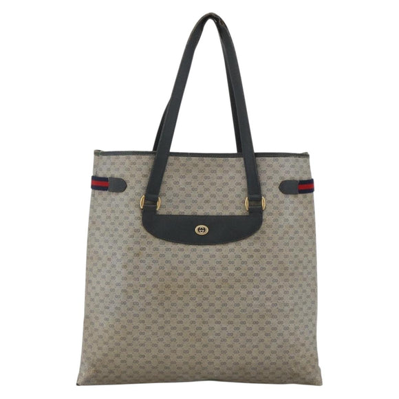 GUCCI Micro GG Supreme Sherry Line Tote Bag PVC Navy Gold 39 02 091 Auth INZ004