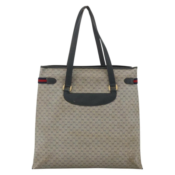 GUCCI Micro GG Supreme Sherry Line Tote Bag PVC Navy Gold 39 02 091 Auth INZ004