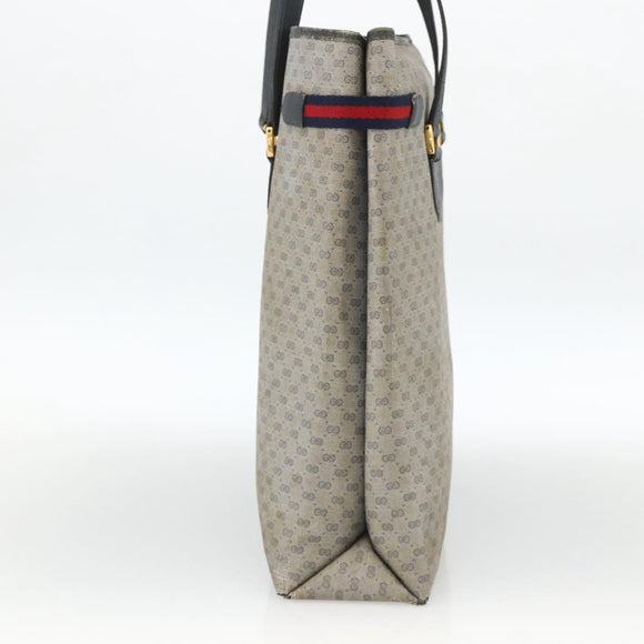 GUCCI Micro GG Supreme Sherry Line Tote Bag PVC Navy Gold 39 02 091 Auth INZ004