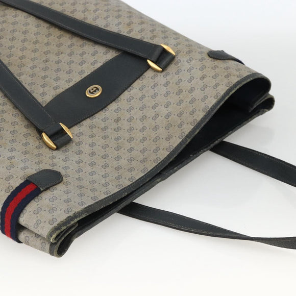 GUCCI Micro GG Supreme Sherry Line Tote Bag PVC Navy Gold 39 02 091 Auth INZ004