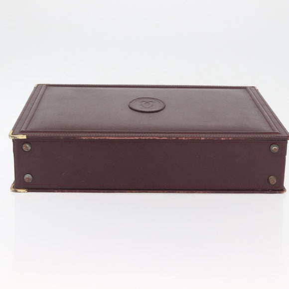 CARTIER Trunk Case Must Line Leather Bordeaux Gold Auth INZ006