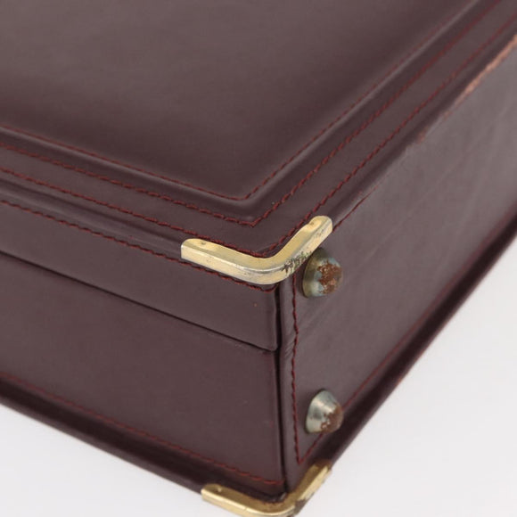 CARTIER Trunk Case Must Line Leather Bordeaux Gold Auth INZ006