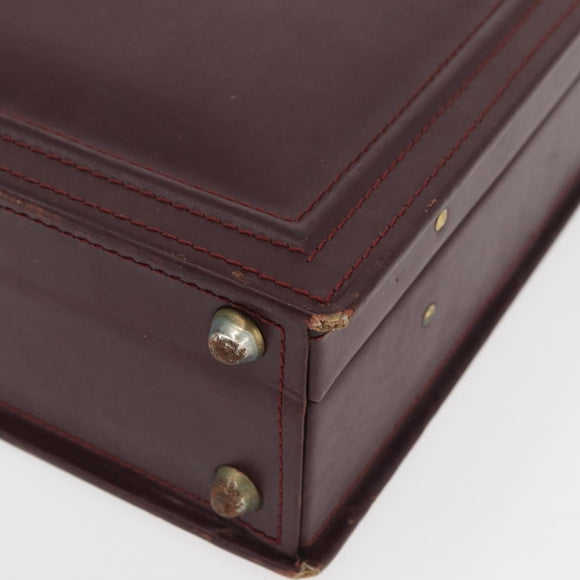 CARTIER Trunk Case Must Line Leather Bordeaux Gold Auth INZ006