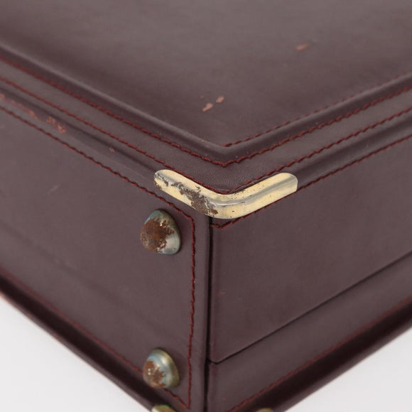 CARTIER Trunk Case Must Line Leather Bordeaux Gold Auth INZ006