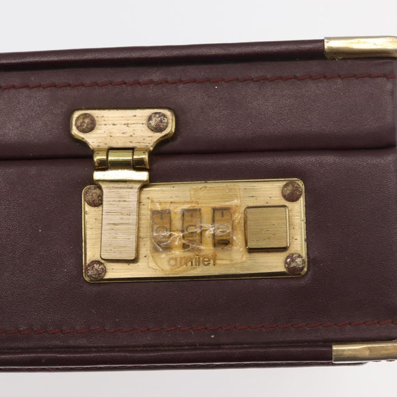 CARTIER Trunk Case Must Line Leather Bordeaux Gold Auth INZ006