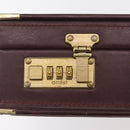 CARTIER Trunk Case Must Line Leather Bordeaux Gold Auth INZ006-18