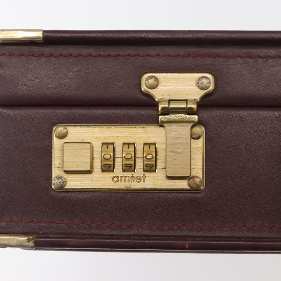CARTIER Trunk Case Must Line Leather Bordeaux Gold Auth INZ006