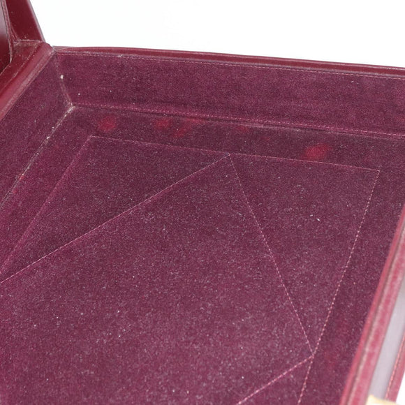 CARTIER Trunk Case Must Line Leather Bordeaux Gold Auth INZ006