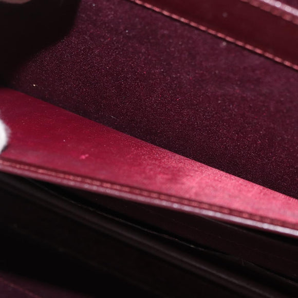 CARTIER Trunk Case Must Line Leather Bordeaux Gold Auth INZ006