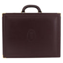 CARTIER Trunk Case Must Line Leather Bordeaux Gold Auth INZ006-13