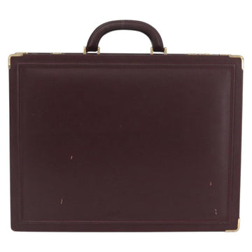 CARTIER Trunk Case Must Line Leather Bordeaux Gold Auth INZ006 - 0