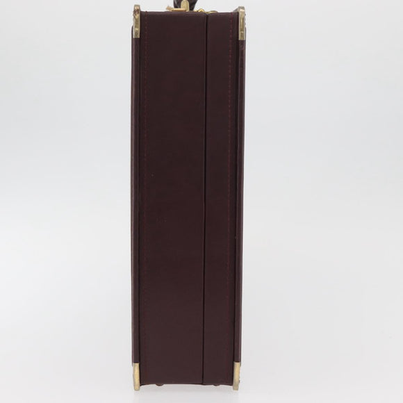 CARTIER Trunk Case Must Line Leather Bordeaux Gold Auth INZ006