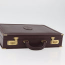 CARTIER Trunk Case Must Line Leather Bordeaux Gold Auth INZ006-7