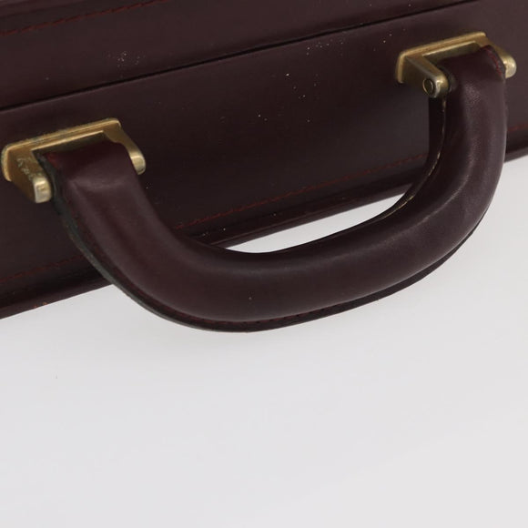CARTIER Trunk Case Must Line Leather Bordeaux Gold Auth INZ006