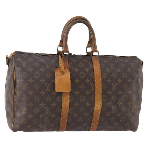 LOUIS VUITTON Monogram Keepall Bandouliere 45 Boston Bag M41418 LV Auth INZ007