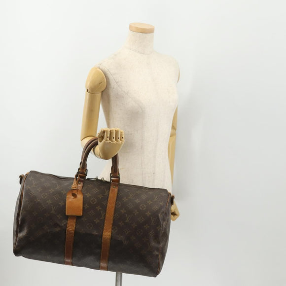 LOUIS VUITTON Monogram Keepall Bandouliere 45 Boston Bag M41418 LV Auth INZ007