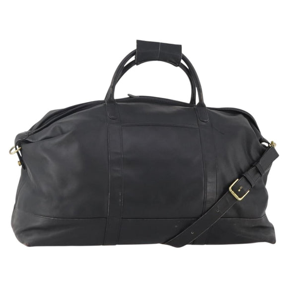 Coach Boston Bag Leather 2way Black Gold Auth INZ009A