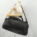 Coach Boston Bag Leather 2way Black Gold Auth INZ009A-23