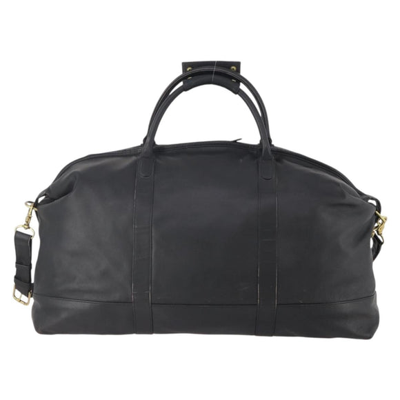 Coach Boston Bag Leather 2way Black Gold Auth INZ009A