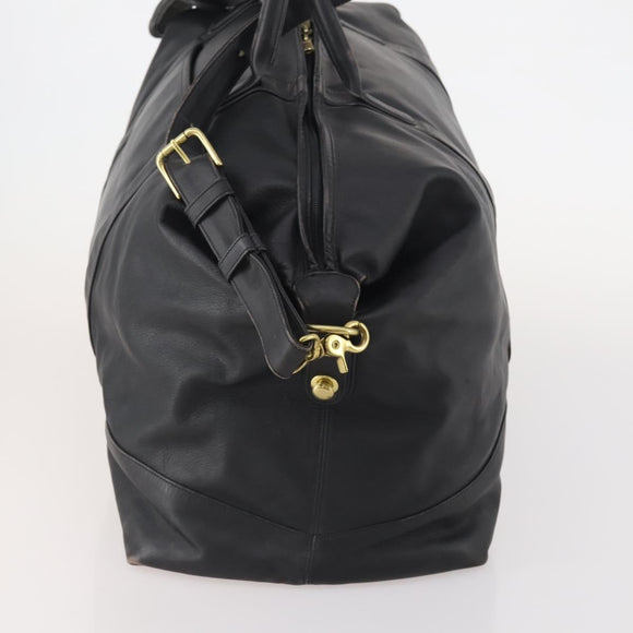 Coach Boston Bag Leather 2way Black Gold Auth INZ009A