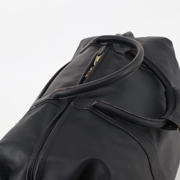 Coach Boston Bag Leather 2way Black Gold Auth INZ009A