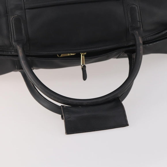 Coach Boston Bag Leather 2way Black Gold Auth INZ009A