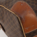 CELINE Macadam Canvas Boston Bag PVC Leather Brown Gold Auth INZ010-14