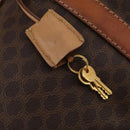 CELINE Macadam Canvas Boston Bag PVC Leather Brown Gold Auth INZ010-10