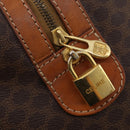 CELINE Macadam Canvas Boston Bag PVC Leather Brown Gold Auth INZ010-19