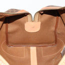 CELINE Macadam Canvas Boston Bag PVC Leather Brown Gold Auth INZ010-20