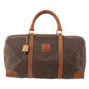 CELINE Macadam Canvas Boston Bag PVC Leather Brown Gold Auth INZ010-13