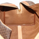 CELINE Macadam Canvas Boston Bag PVC Leather Brown Gold Auth INZ010-21