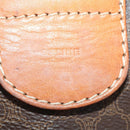 CELINE Macadam Canvas Boston Bag PVC Leather Brown Gold Auth INZ010-12