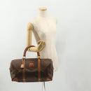 CELINE Macadam Canvas Boston Bag PVC Leather Brown Gold Auth INZ010-24