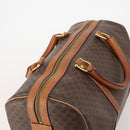 CELINE Macadam Canvas Boston Bag PVC Leather Brown Gold Auth INZ010-6