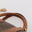 CELINE Macadam Canvas Boston Bag PVC Leather Brown Gold Auth INZ010-8