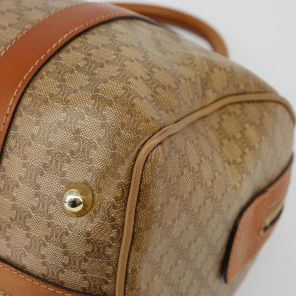 CELINE Macadam Canvas Boston Bag PVC Beige Gold Auth INZ011