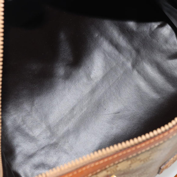 CELINE Macadam Canvas Boston Bag PVC Beige Gold Auth INZ011