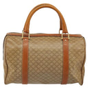 CELINE Macadam Canvas Boston Bag PVC Beige Gold Auth INZ011-2