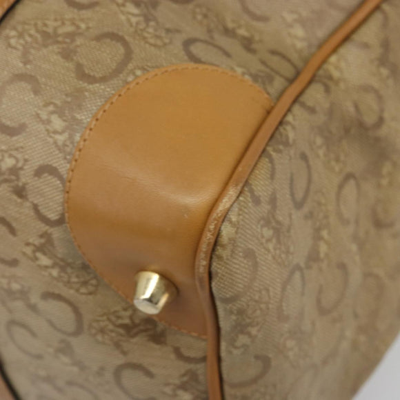 CELINE C Sulky Horse Carriage Hand Bag PVC Beige Gold Auth INZ012