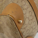 CELINE C Sulky Horse Carriage Hand Bag PVC Beige Gold Auth INZ012-9