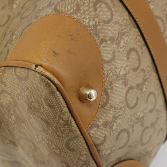 CELINE C Sulky Horse Carriage Hand Bag PVC Beige Gold Auth INZ012