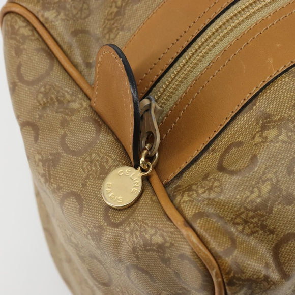 CELINE C Sulky Horse Carriage Hand Bag PVC Beige Gold Auth INZ012