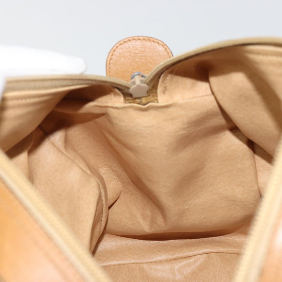 CELINE C Sulky Horse Carriage Hand Bag PVC Beige Gold Auth INZ012