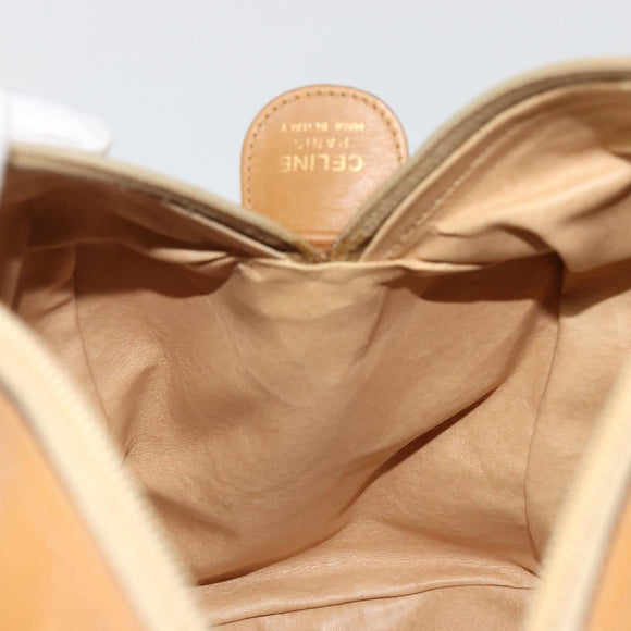 CELINE C Sulky Horse Carriage Hand Bag PVC Beige Gold Auth INZ012
