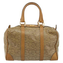 CELINE C Sulky Horse Carriage Hand Bag PVC Beige Gold Auth INZ012-13
