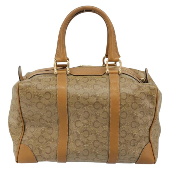 CELINE C Sulky Horse Carriage Hand Bag PVC Beige Gold Auth INZ012